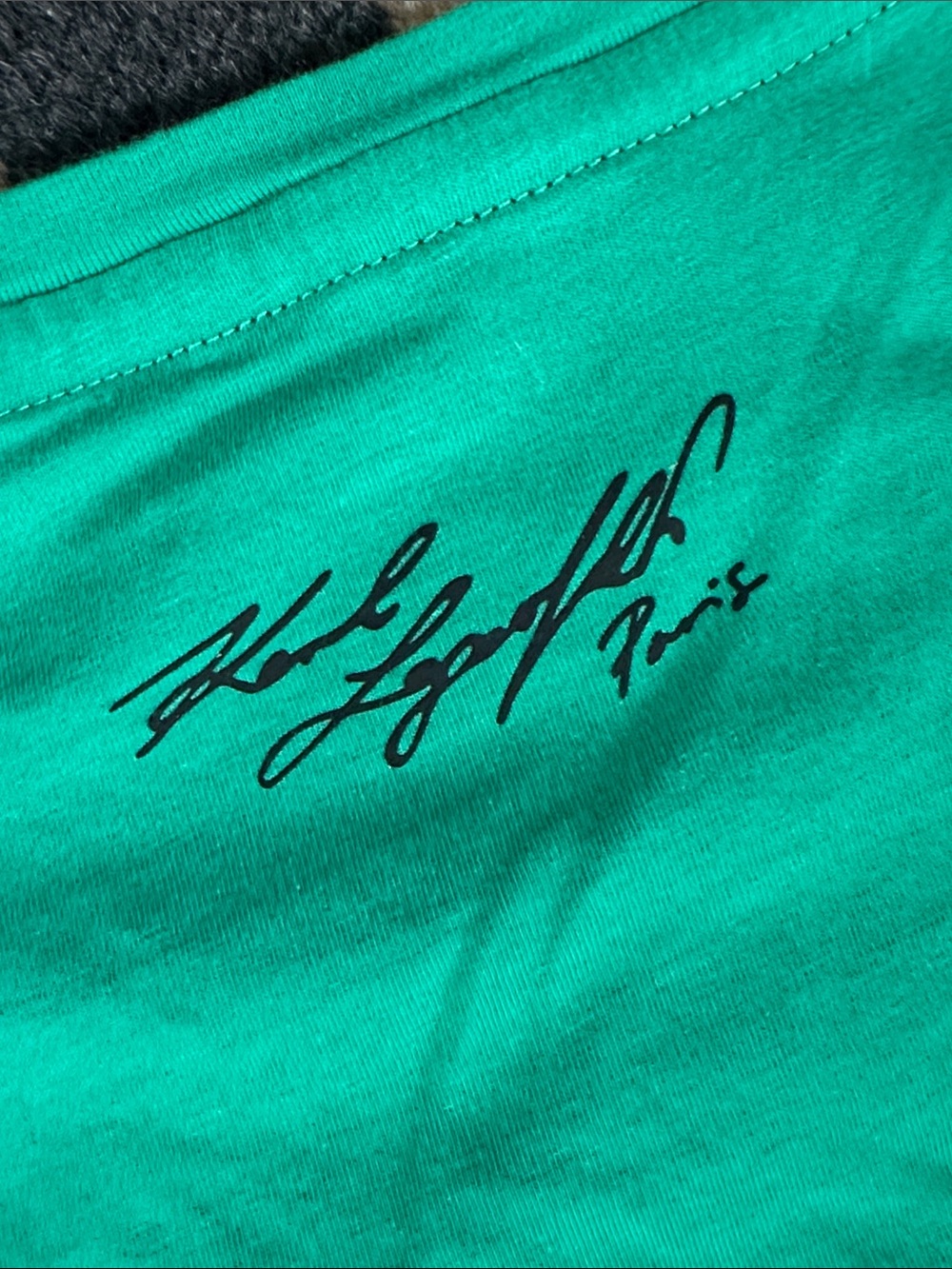 Karl Lagerfeld Bright Green Rhinestone Logo TShirt • Size M • NWOT - Picture 6 of 10